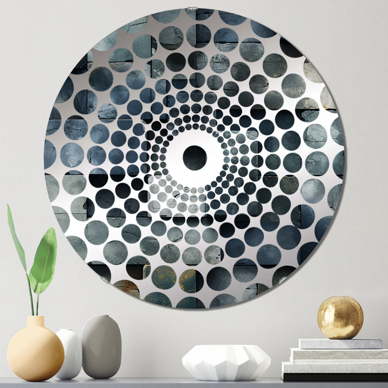 Illusion de mur architectural en béton - Miroir décoratif à cercles concentriques, 31,4 po x 31,4 po
