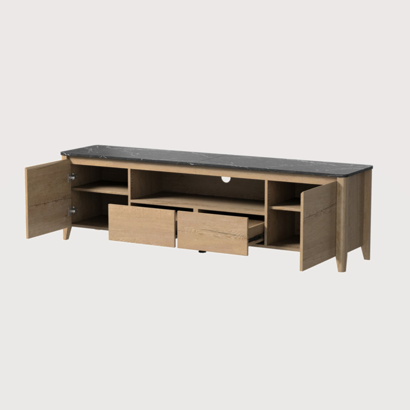 Yamiyah Marble Top Scandinavian TV Stand, Brown, 70"