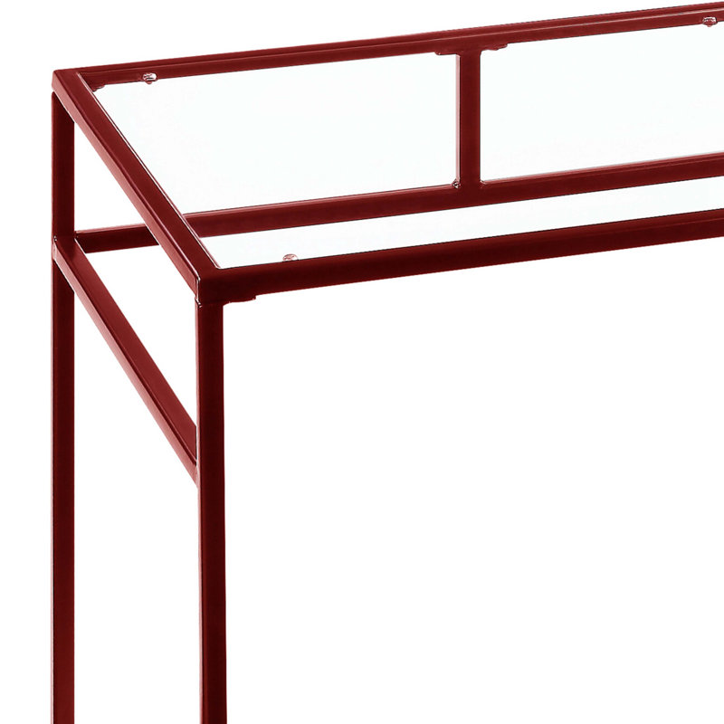 Yasin Glass Top & Red Finish Writing Desk, Red