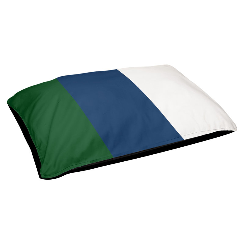 Coussin rectangulaire designer Washington, Moyen (L 30 po x l 40 po), Vert / bleu marine / blanc