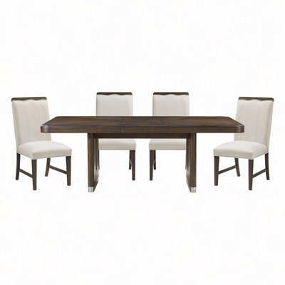 Ensemble de salle à manger 5 pièces Table extensible avec 4 chaises d'appoint Beige