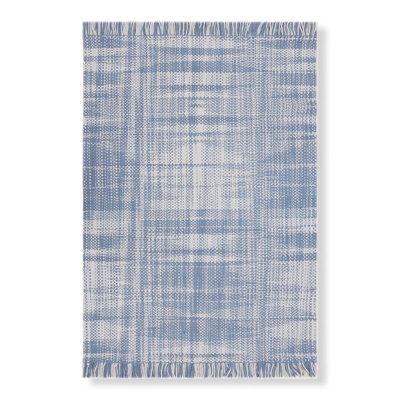 Tapis intérieur / extérieur tissé à la main en bleu / gris