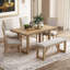 Ensemble de table de salle à manger 6 pièces pour 6, table de cuisine en bois de 60 po et 4 chaises avec banc et base en tréteaux pour la cuisine et la salle à manger-1394290994