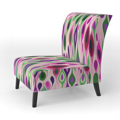 Retro Abstract Drops XI - Upholstered Contemporary Slipper Chair, Geometric Abstract Accent Chair