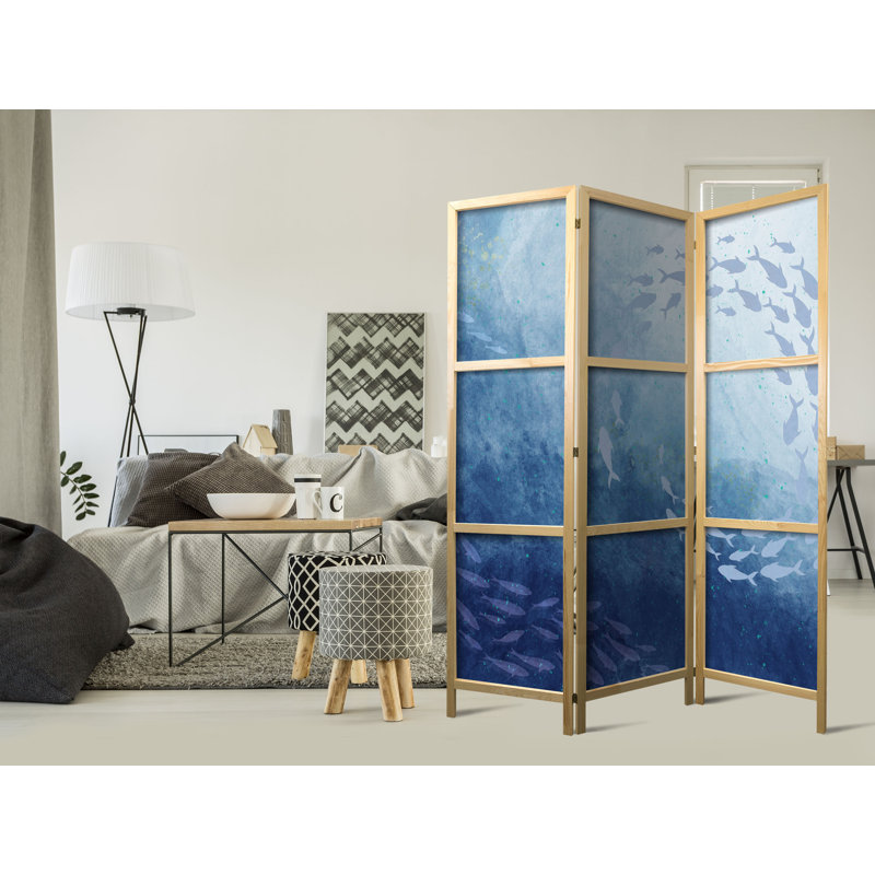 171cm H Solid Wood Folding Room Divider, 171cm H x 135cm W x 1.2cm D, 3