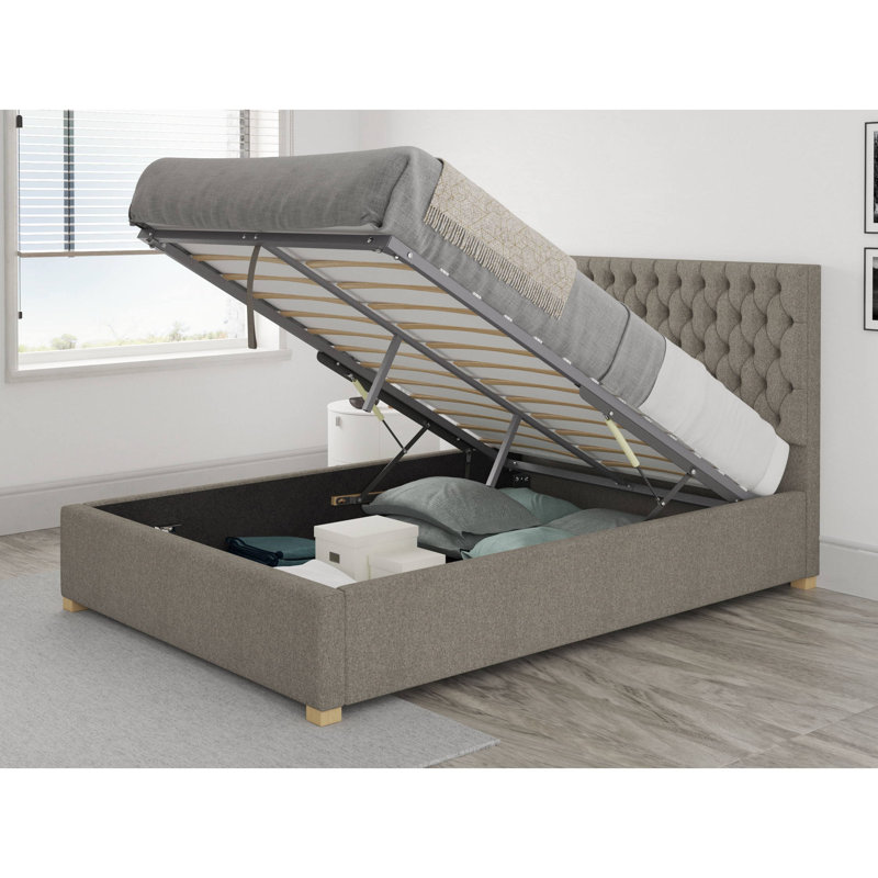 Central City Upholstered Ottoman Storage Bed, Double (4'6), Grey