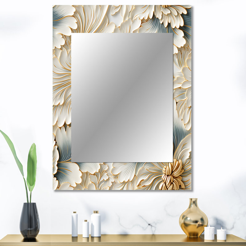 Zabir Beige Frosty Drift Experience - marble  Decorative Mirror, Modern Wall Mirror, Printed Metal Art, 40" x 30"
