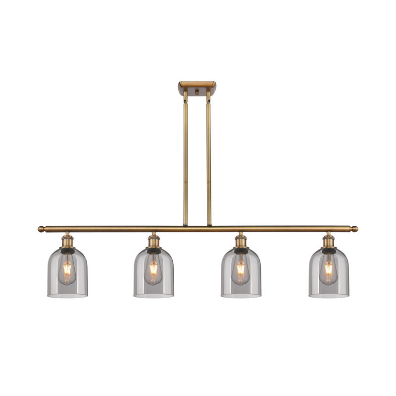 Odaniel 4 - Light Kitchen Island Pendant, Light Smoke, Brushed Brass
