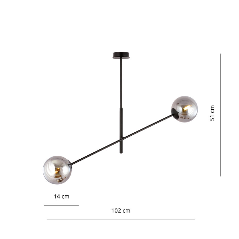 2-Light Sputnik Chandelier, Graphite