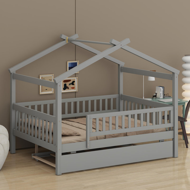 Lit en bois avec couchette, Gris