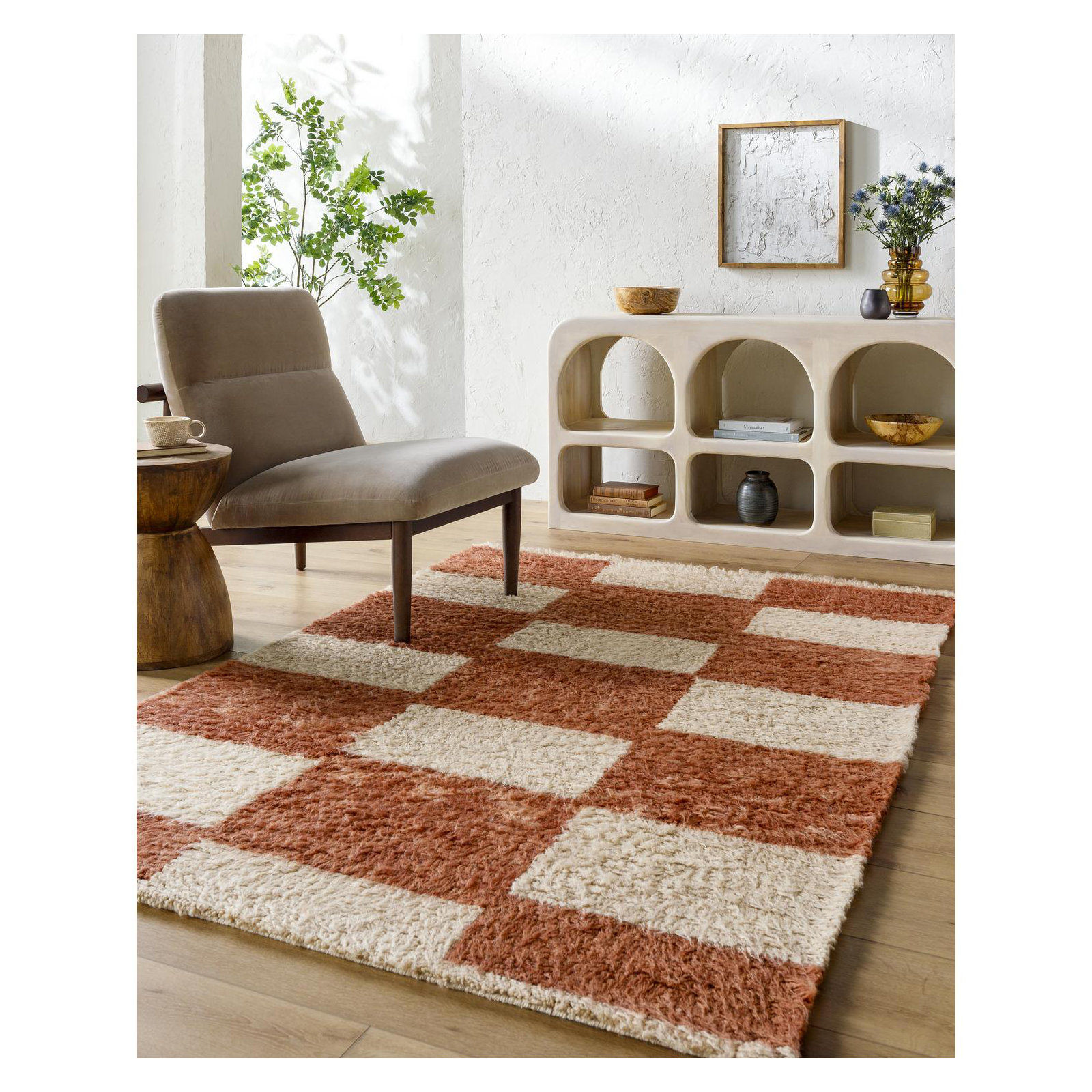 Anemone Hand Tufted Wool Orange Rug, Rectangle 5' x 7'6"