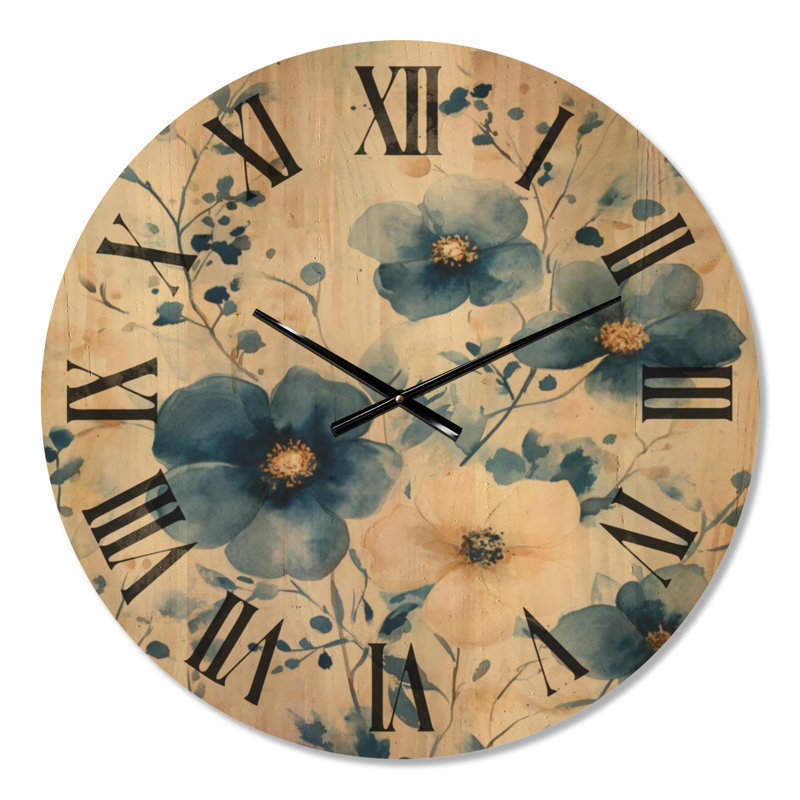 Horloge murale Blue Meadow Blossoms II, Large