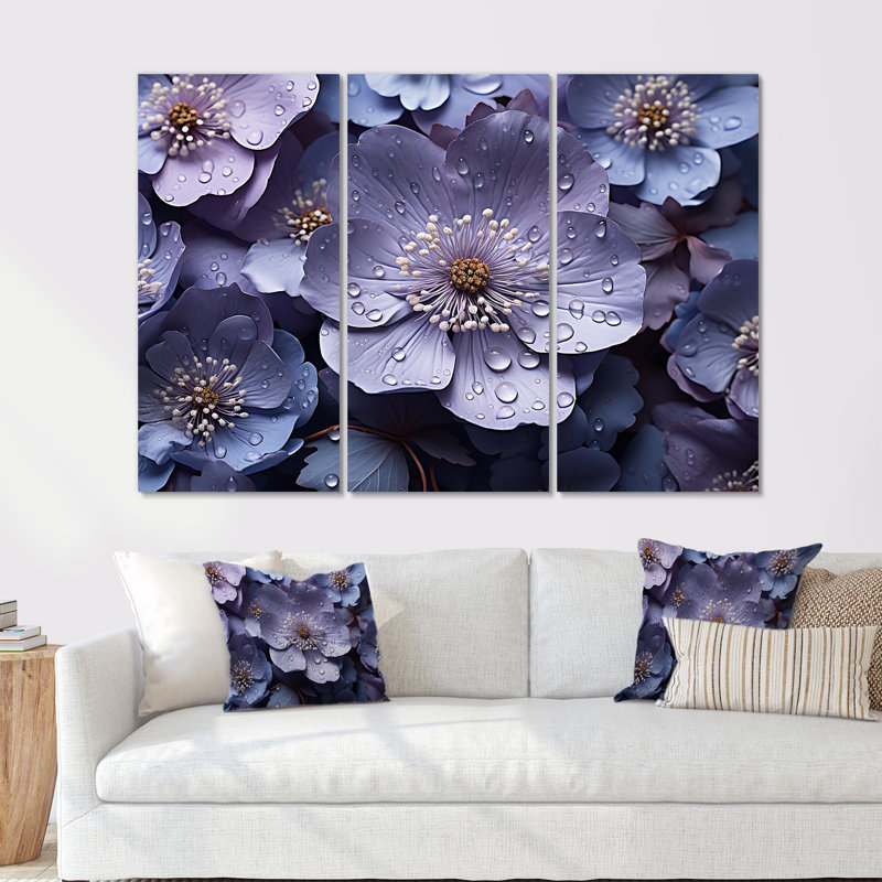 «Buttercups Lavender II - Buttercups», ensemble de reproduction d'art mural, Toile tendue, H 28 po x l 36 po x P 1 po