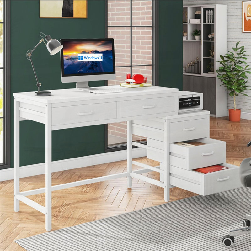 Bureau d'ordinateur réversible avec 5 tiroirs