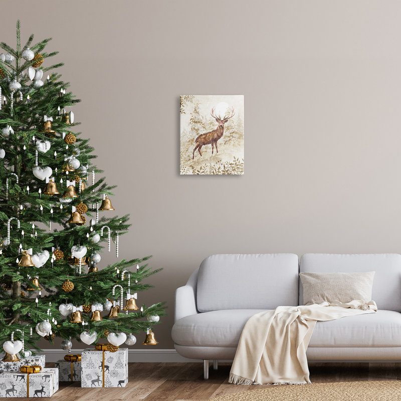 Peinture sur toile Elk Snow, H 20 po x l 16 po x P 1,5 po