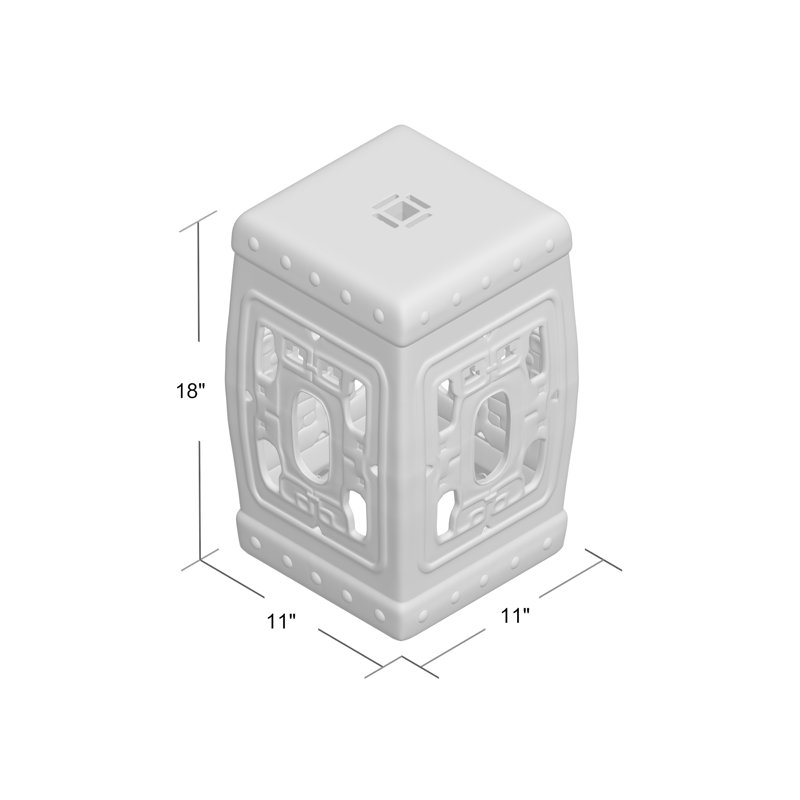 Casey-Lea Ceramic Accent Stool, White