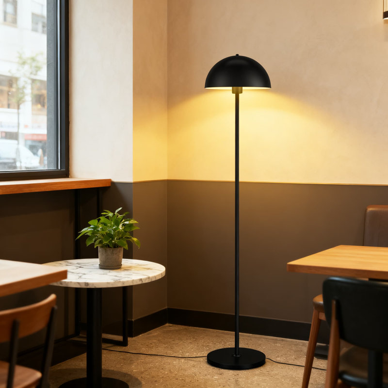 Industrial Floor Lamp With Retro Mushroom Shade, 65.6 Inch Standing Lamp For Living Room, Mid Century Modern Metal Pole Light With E26 Socket And Foot Switch, No Bulb Included
