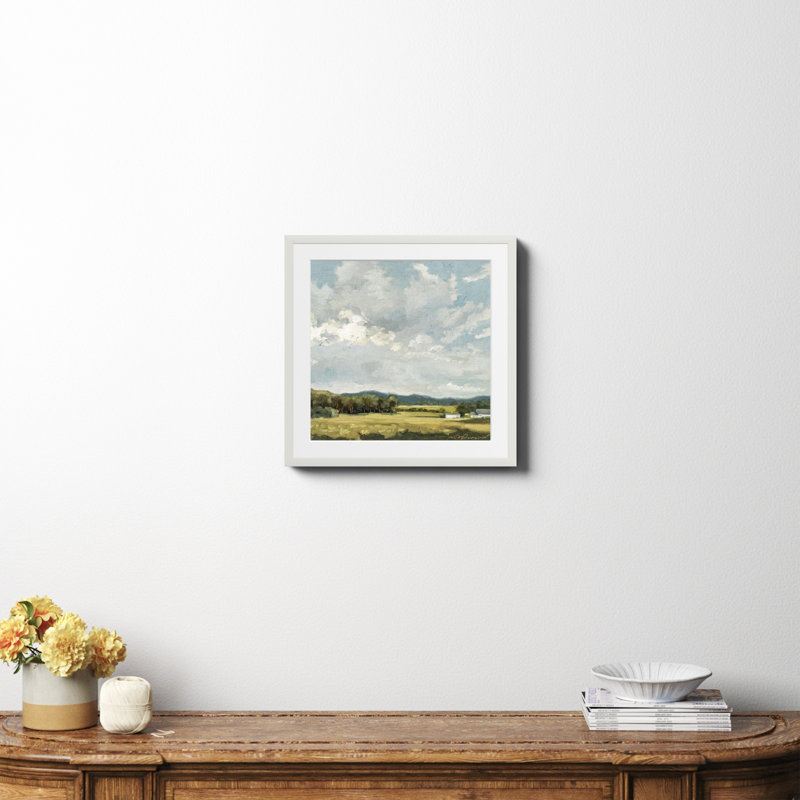 «Nice View No 8» encadré par Miss Mustard Seed, peinture, H 20 po x l 20 po x P 0,75 po, Papier avec cadre blanc, Oui