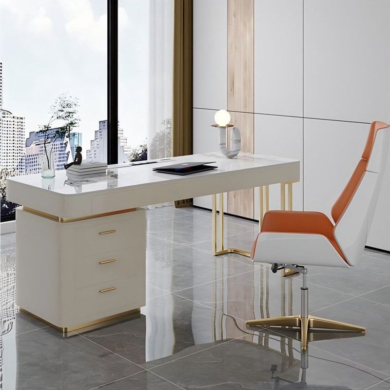 Bureau moderne et simple avec tiroirs, H 29,53 po x l 62,99 po x P 27,56 po