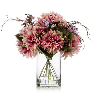 Silk Dahlia Arrangement in Vase