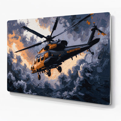 Transportation Helicopter designs Purple Metal Wall Art