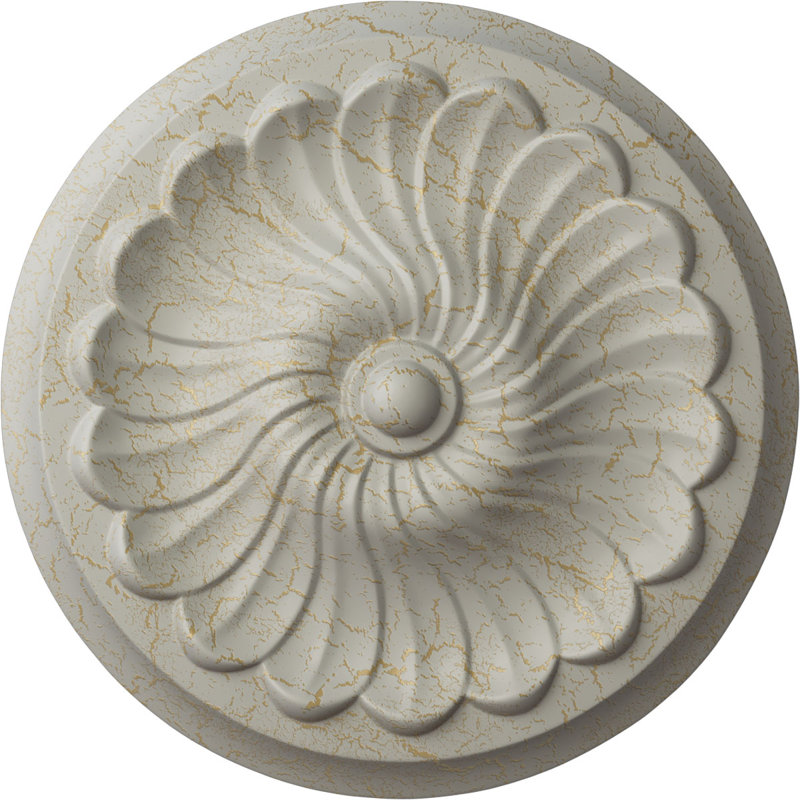 Médaillon de plafond H 12,25 po x l 12,25 po x P 2,25 po, Pot de crème craquelé