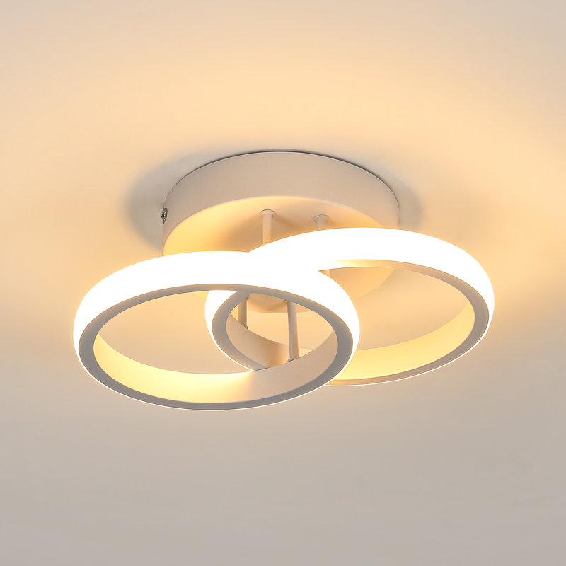 Verbrande 2-Light 25cm LED Integrated Semi Flush Mount, White, 3000K