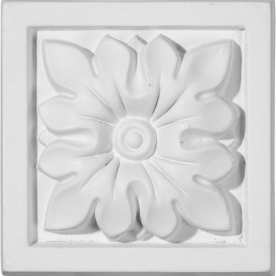Endurathane Floral Plinth Block, 3 1/2"W x 3 1/2"H x 1 1/4"P, Factory Primed