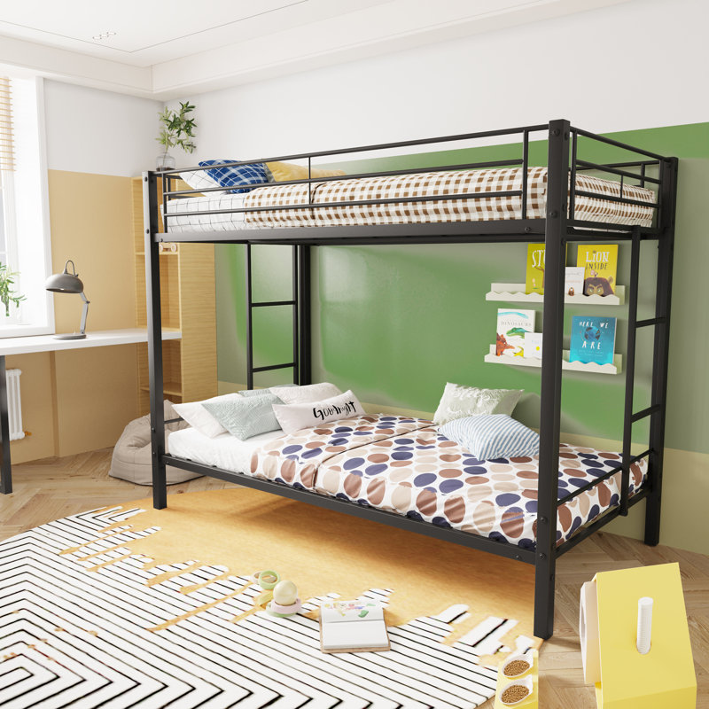 Anniki Kids Twin Over Twin Bunk Bed, Black