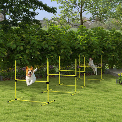 Yellow Dog Agility Training Outfit With 4 Adjustable Jump Bars And Transportable Carrier Case Gear
