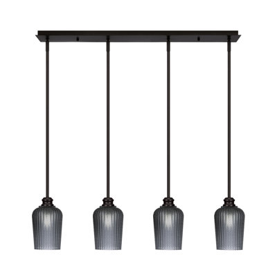 Edge 4 Light Linear Pendalier Shown With 5" Textured Glass