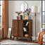 Buffet en rotin, armoire pour vestibule, cuisine, salle à manger, tablette réglable, pieds en bois massif et portes en rotin-653151642