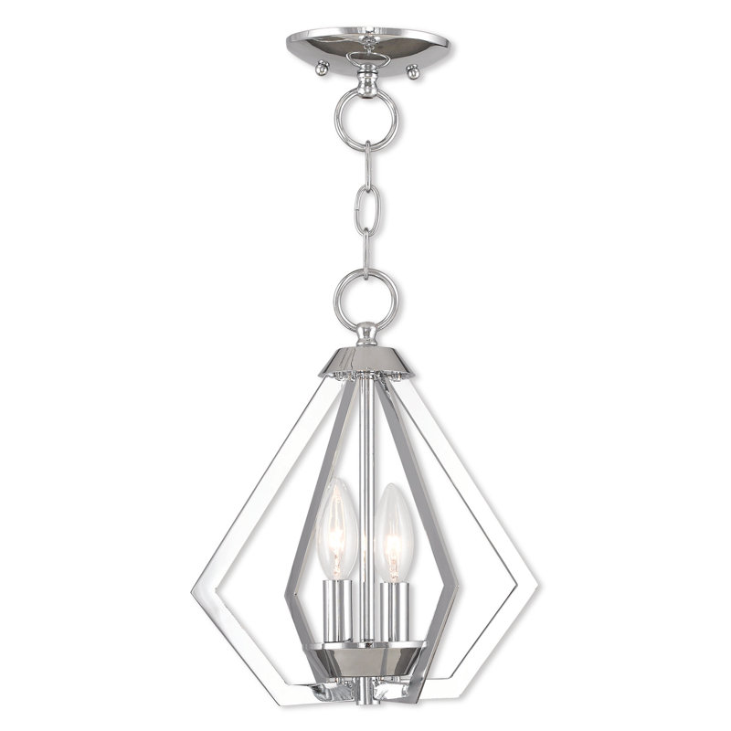 Luminaire suspendu géométrique 2 lumières Buckeys, Chrome poli