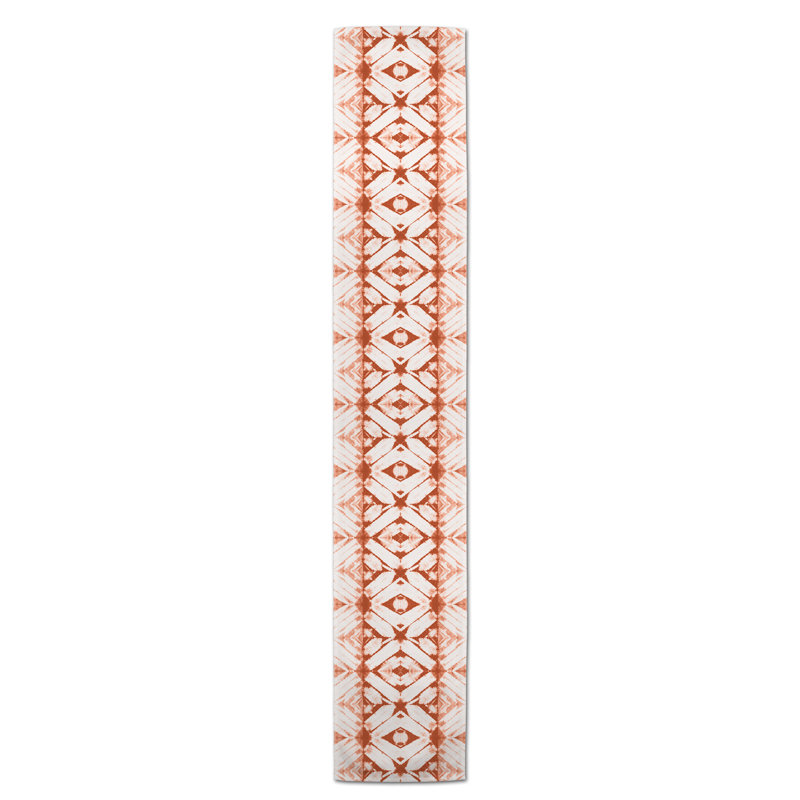 Maghull Diamond Shibori Table Runner, 72" x 16", Rust