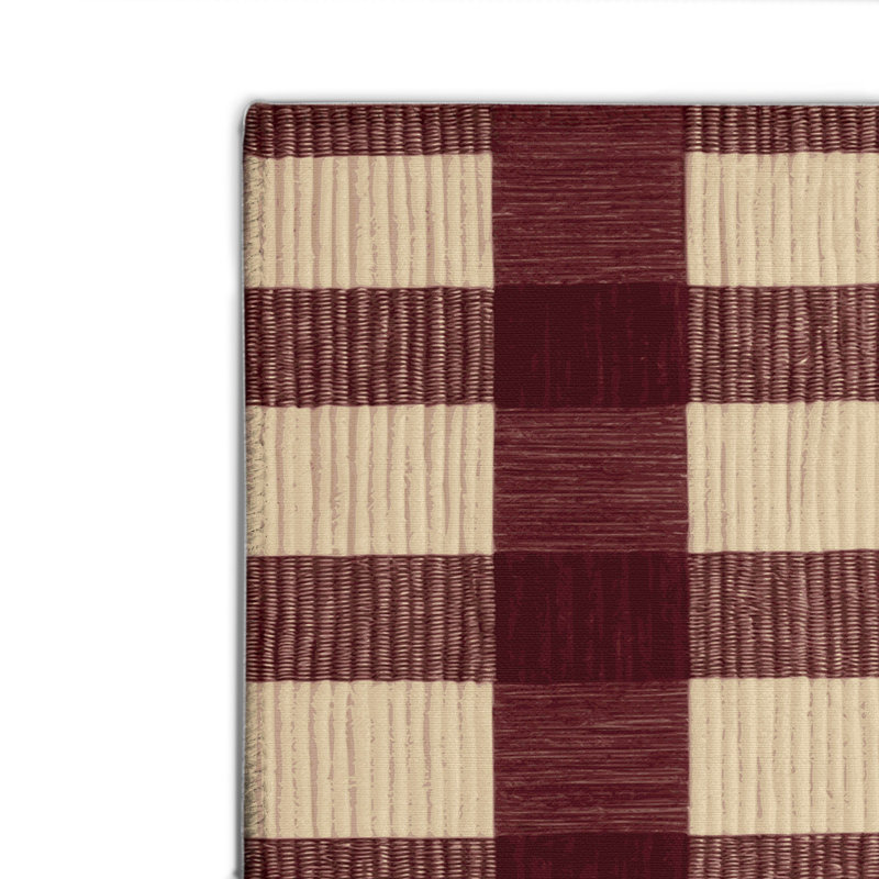 Tapis d'intérieur et d'extérieur à carreaux rouge, Rectangulaire 8 pi x 10 pi