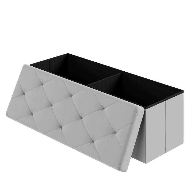 43" Wide Tufted Rectangle Standard Ottoman with Storage, Gray