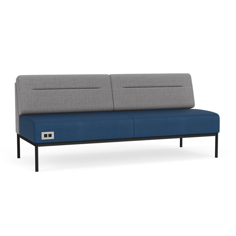 Canapé Darsey, Avec alimentation, Noir, Chambray gris; Patriot Plus Blue Ridge