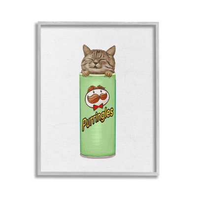 Kitten in Chips Tin Framed Giclee Art by Ziwei Li