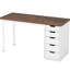 Bureau d'ordinateur moderne de 47 pouces avec 5 tiroirs et armoire réversible, brun rustique et blanc, idéal pour les petits espaces et les bureaux à domicile-1965905307
