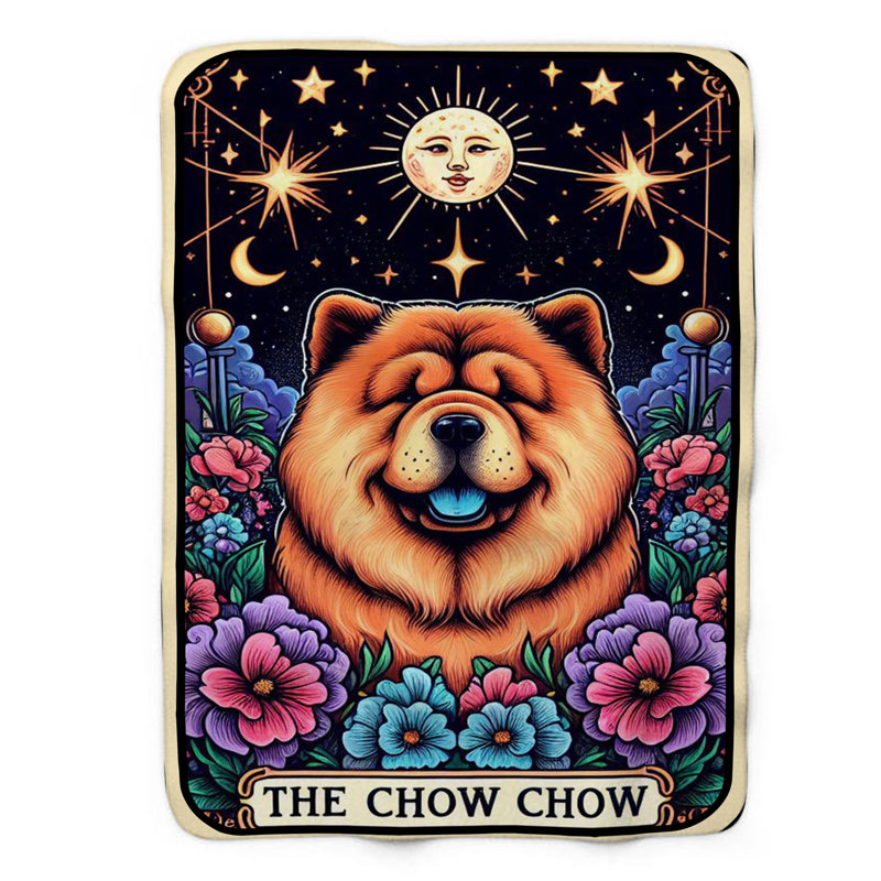Chow Chow Tarot Card - 1 Piece Premium Sherpa Blan Throw Blanket, 60" W x 80" L