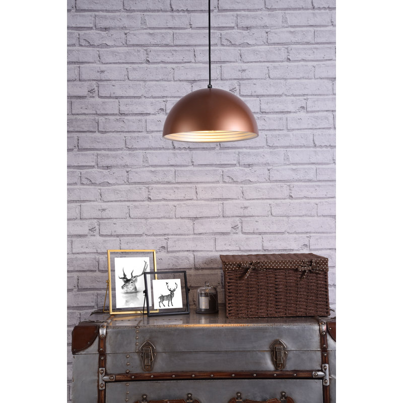 Luminaire suspendu en forme de dôme à 1 lumière Beaudry, H 6,5 po x l 11,5 po x P 11,5 po, Miel doré