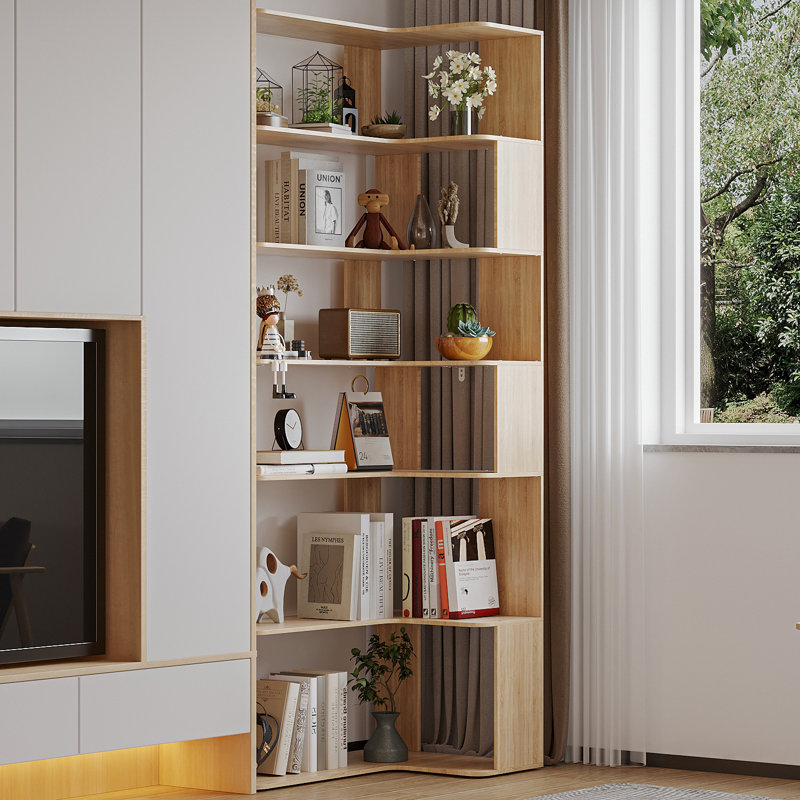 Caidy Corner Bookcase, Natural