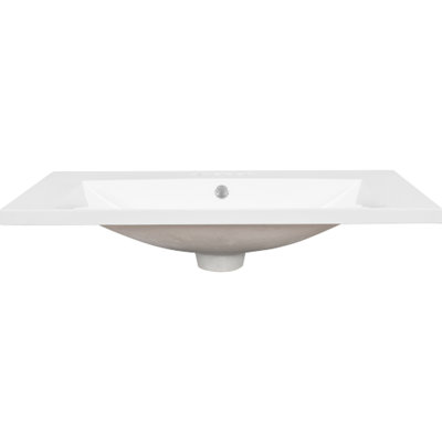 30 Inch Ceramic Sink In White, Pre - Drilled For Single Handle Faucet, Smooth Surface Easy Maintenance, Long Lasting And Simple To Install On Top Of Cabinet Sink, White Color, Faucets, Stain