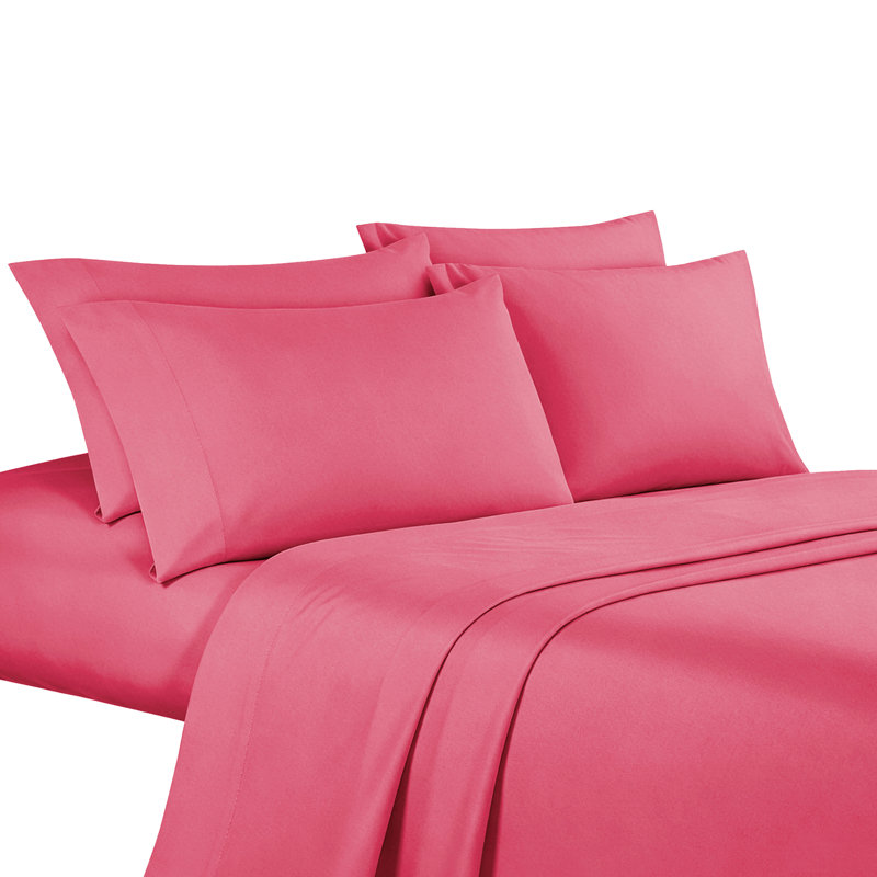 Esca 4-6 Piece Cooling Fiber Sheet Set, Pink, California King