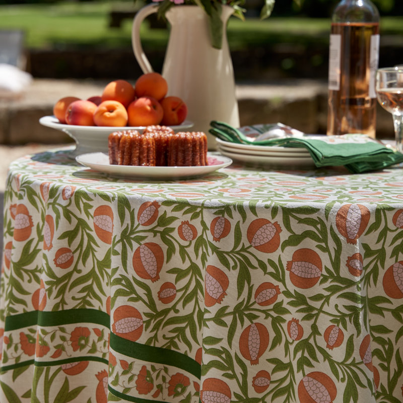 Williston Handmade Floral Tablecloth, Orange/Green