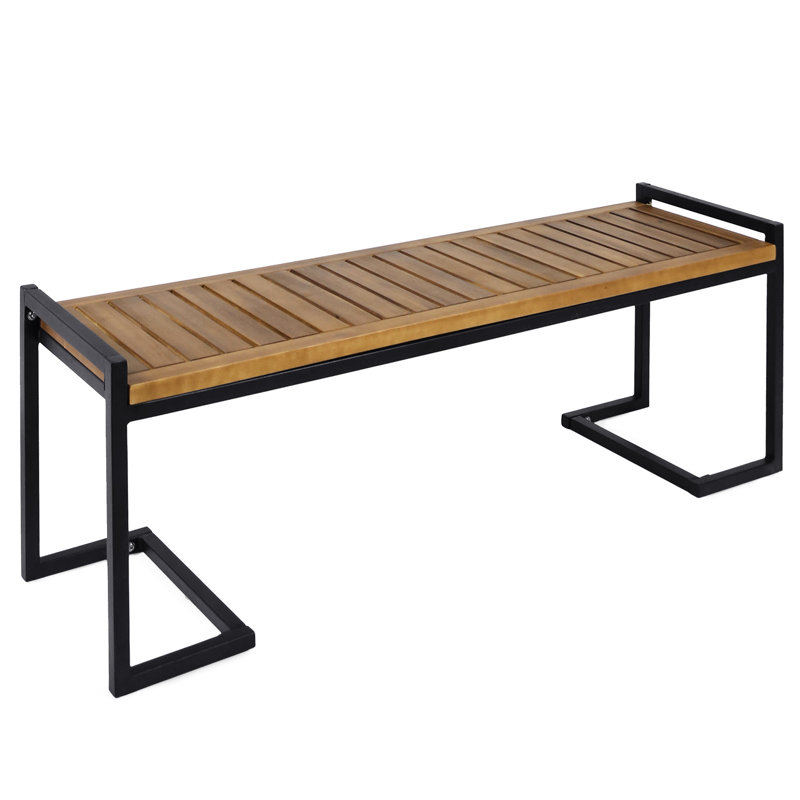 Banc de 52,41 po de largeur avec fabrication en bois et en fer noir