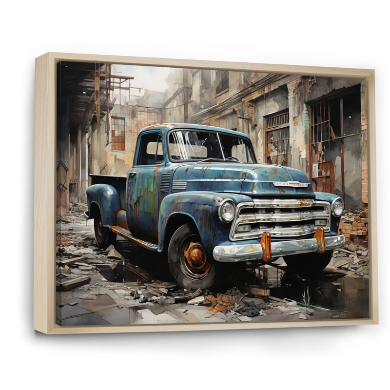 Élégance industrielle camionnette - transport mural, Cadre naturel flottant, H 12 po x l 20 po x P 1 po
