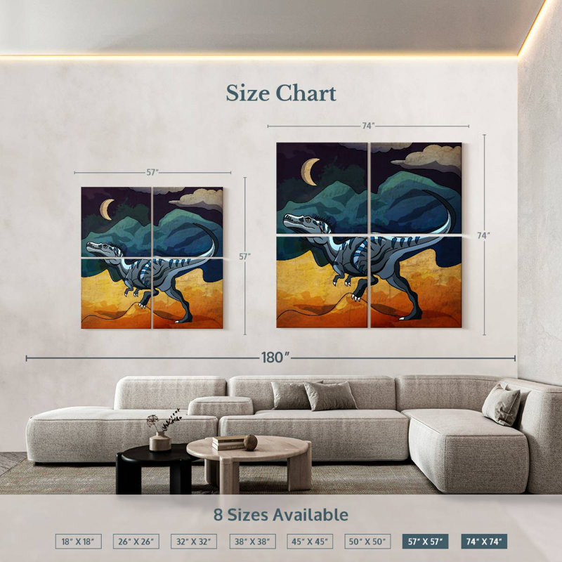 Ashelle Dinosaur In The Night, 57" H x 57" W