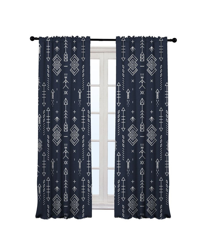 Anjelita Blackout Curtain Single Panel, 140cm Width x 175cm Drop, Navy Blue