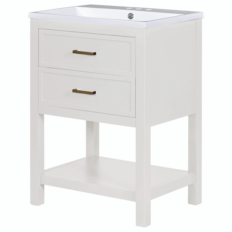 Ariete 24 " W Freestanding Standard 1 Single Vanity Bathroom Vanity With Resin Top